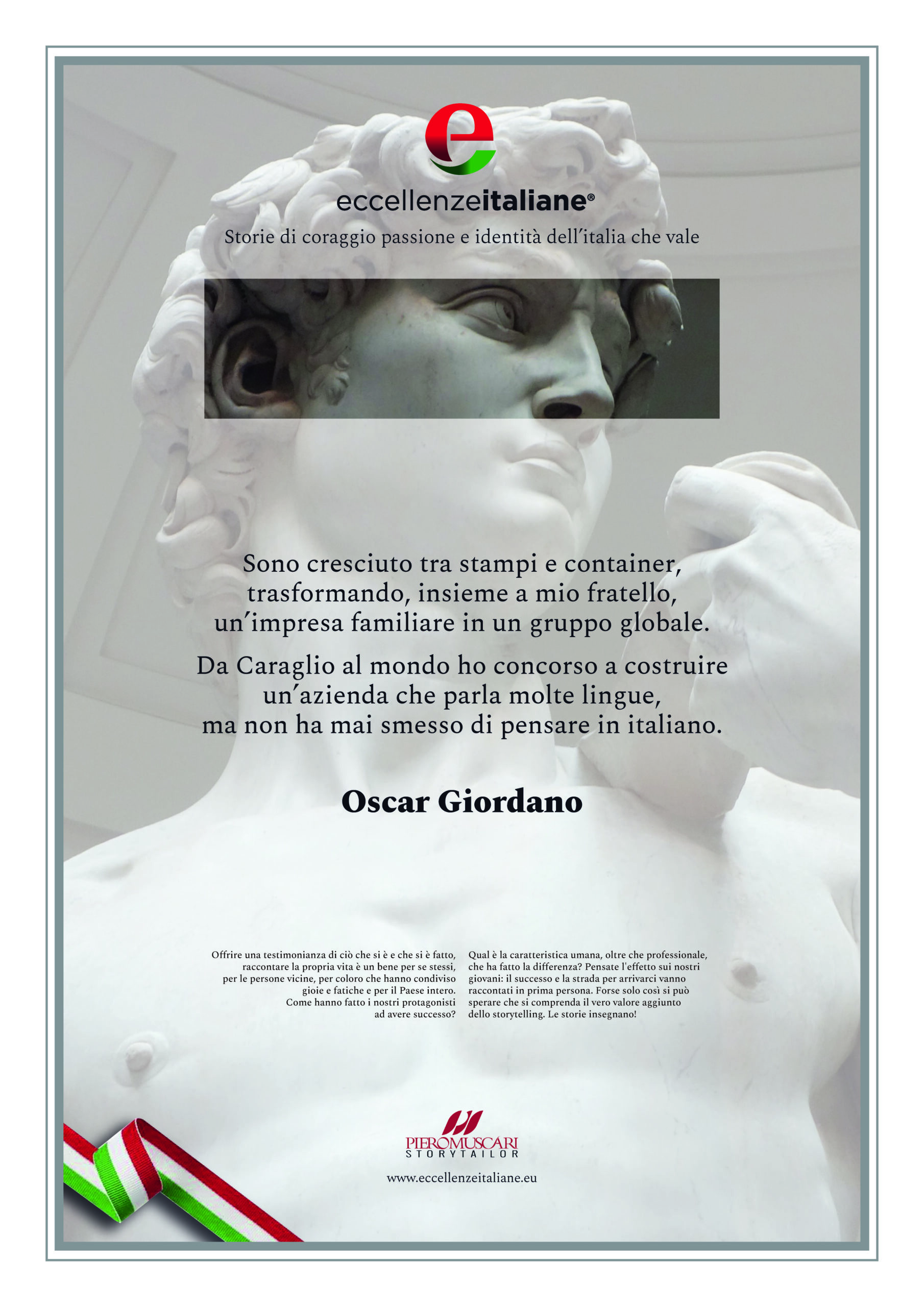 Pergamena motivazione premiazione Oscar Giordano Gala 2025 - Eccellenze Italiane